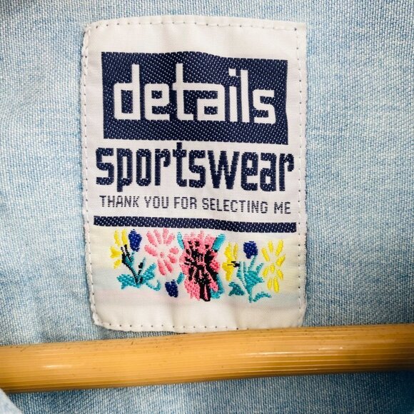 Details Sportswear VTG Denim Collared Star Embroidered Button Down Tank Top - Picture 4 of 4